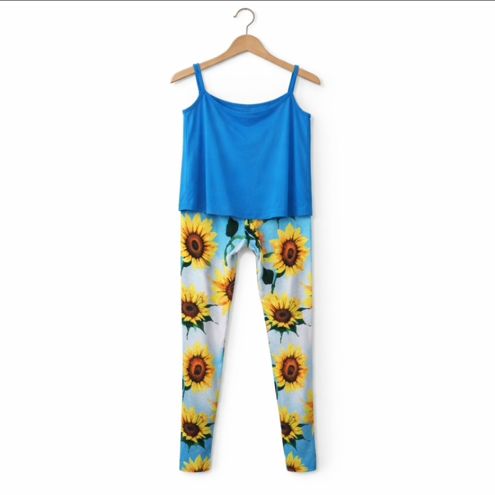 🎉Coco 3 Pc Blue Yellow Sunflower Summer Outfit Sz XL